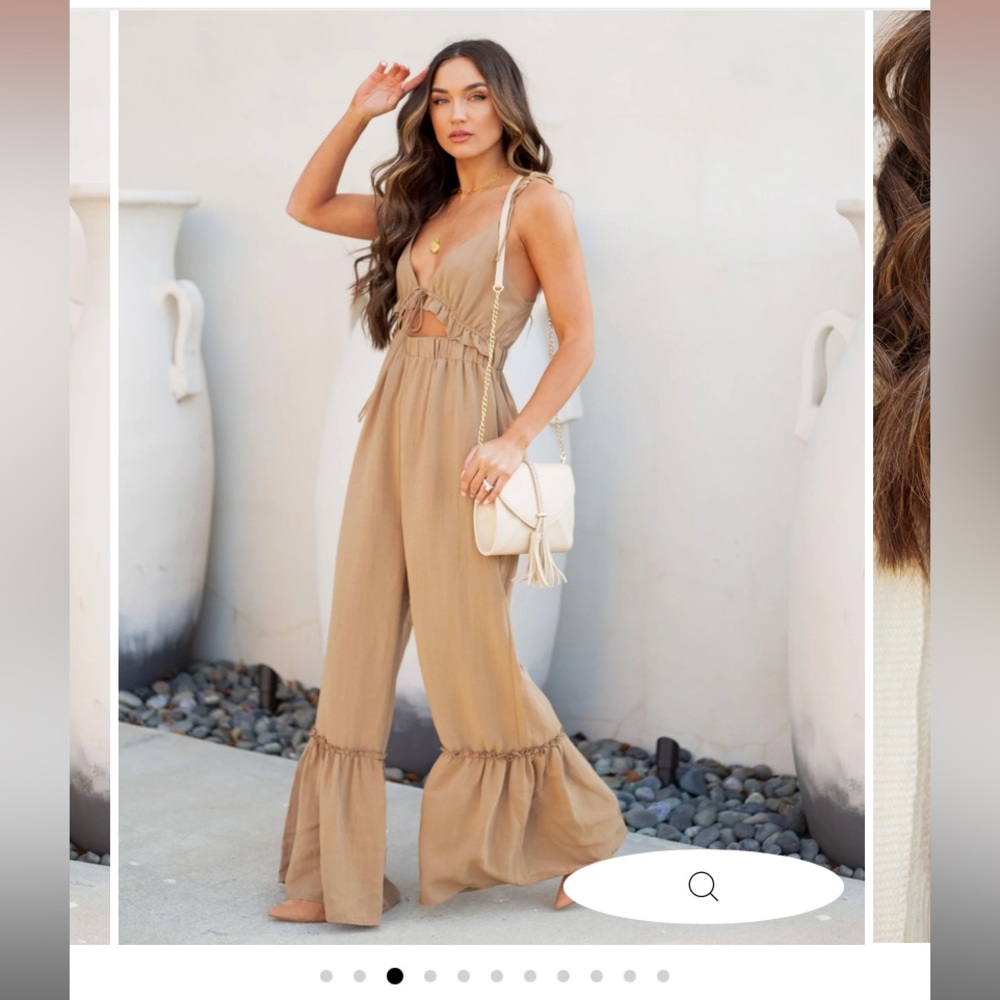 Vici Give a Little Ruffle Tie Cut-Out Jumpsuit